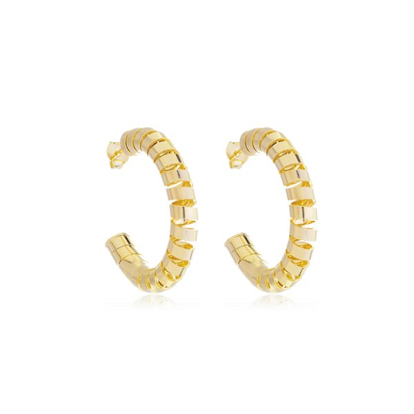 Brinco Argola Tubo Torcida Banho Ouro 18k