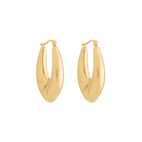 Brinco Argola Abaulada com Ponta Banho Ouro 18k