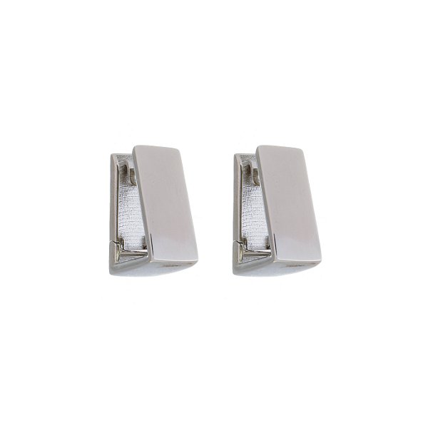 Brinco Argola Triangular Banho Ródio Branco