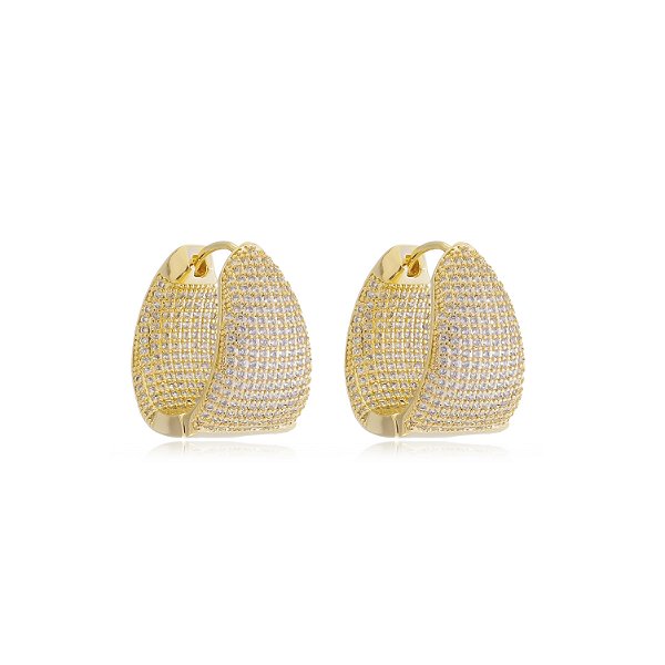 Brinco Argola Lux Cravejada com Zircônia Banho Ouro 18k