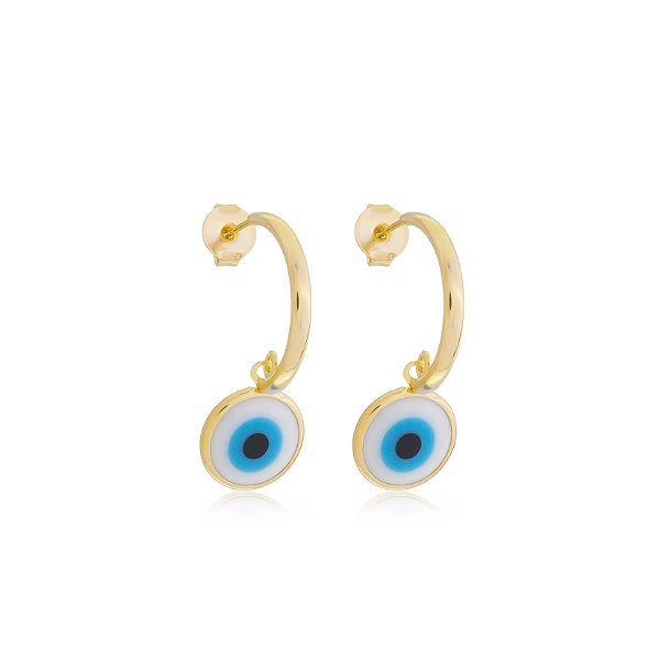 Brinco Olho Grego Banho Ouro 18k