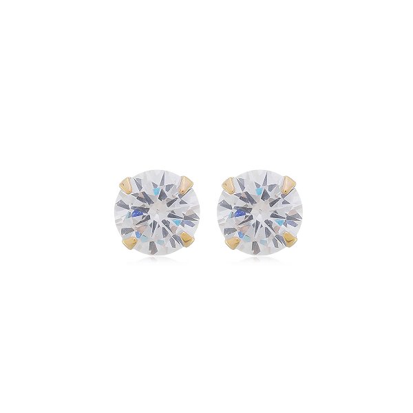 Brinco Ponto de Luz em Zircônia Grande Banho Ouro 18k