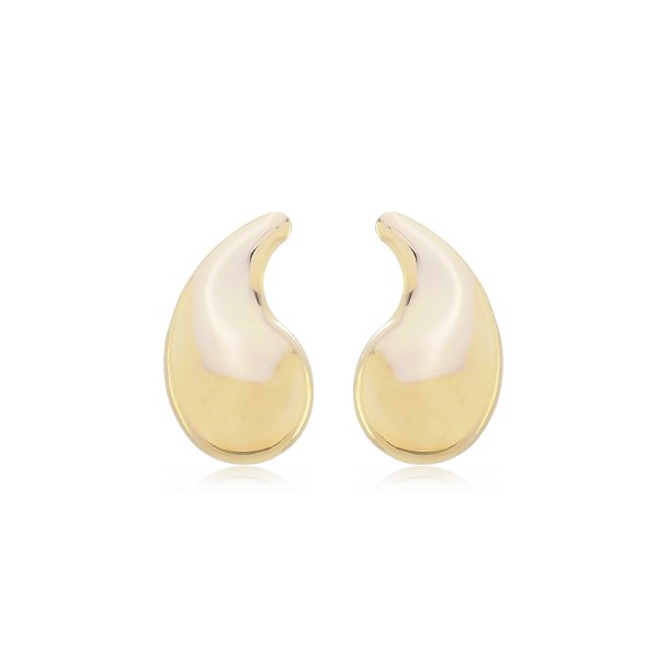Brinco Gota Orgânica Banho Ouro 18k