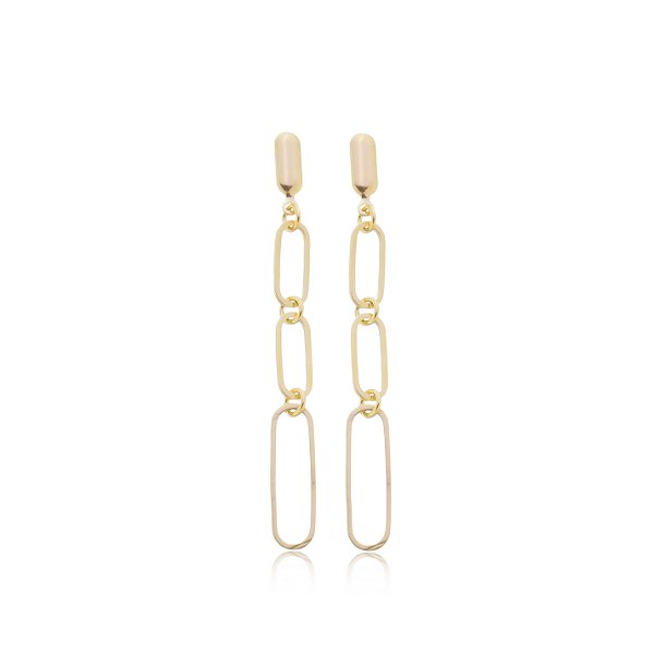 Brinco Elos Cadeado Banho Ouro 18k