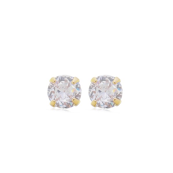 Brinco Ponto de Luz em Zircônia Médio Banho Ouro 18k
