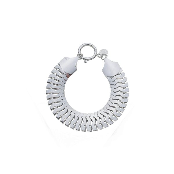 Pulseira Malha Snake Larga Banho Ródio Branco