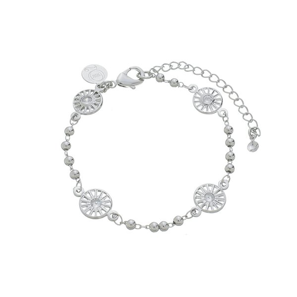 Pulseira Pizza Com Zircônias Banho Ródio Branco
