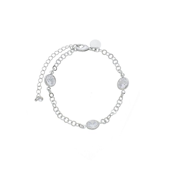 Pulseira Cristal Branco Banho Ródio Branco