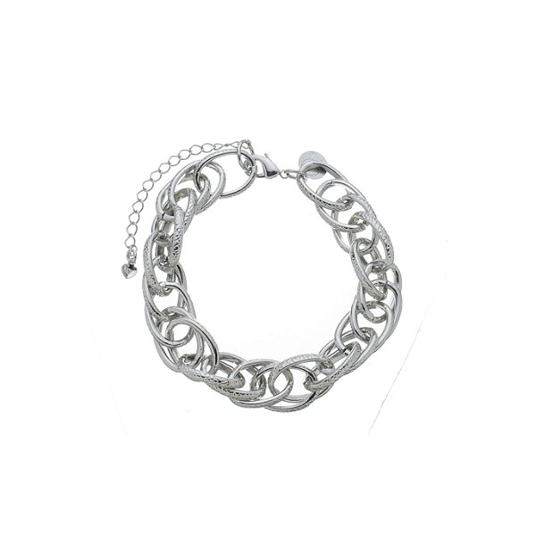 Pulseira Elos Escamados Banho Ródio Branco