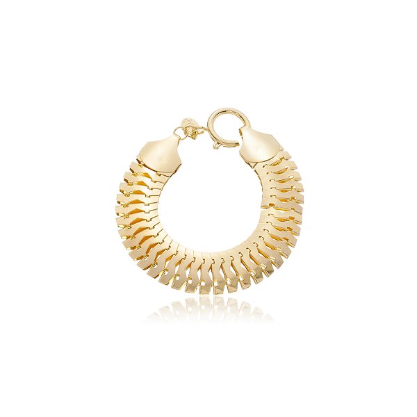 Pulseira Malha Snake Larga Banho Ouro 18k