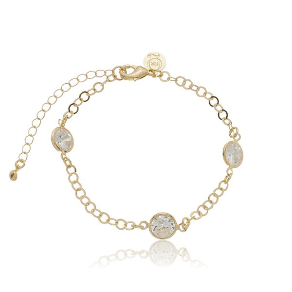 Pulseira Cristal Branco Banho Ouro 18k