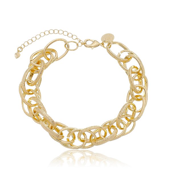 Pulseira Elos Escamados Banho Ouro 18k