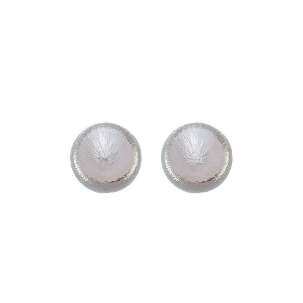 Brinco Esfera Penteada Banho Ródio Branco
