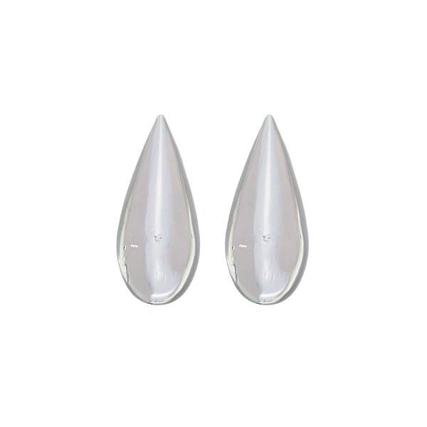 Brinco Gota Lisa Grande Banho Ródio Branco