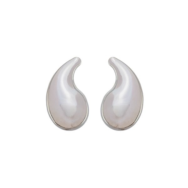 Brinco Gota Orgânica Banho Ródio Branco