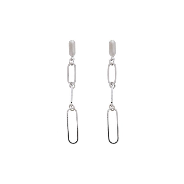 Brinco Elos Cadeado Banho Ródio Branco