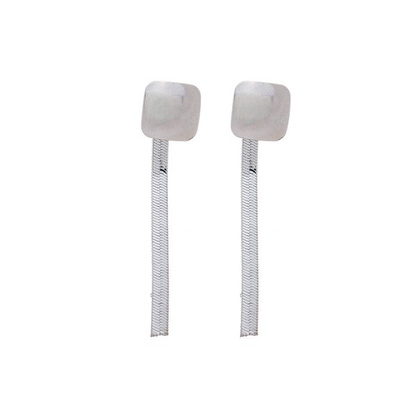 Brinco Losango Fio Laminado Banho Ródio Branco