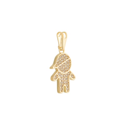 Pingente Menininho Com Zircônias Banho Ouro 18k