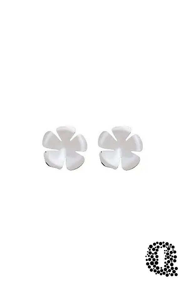 Brinco Flor Tropical Banho Ródio Branco