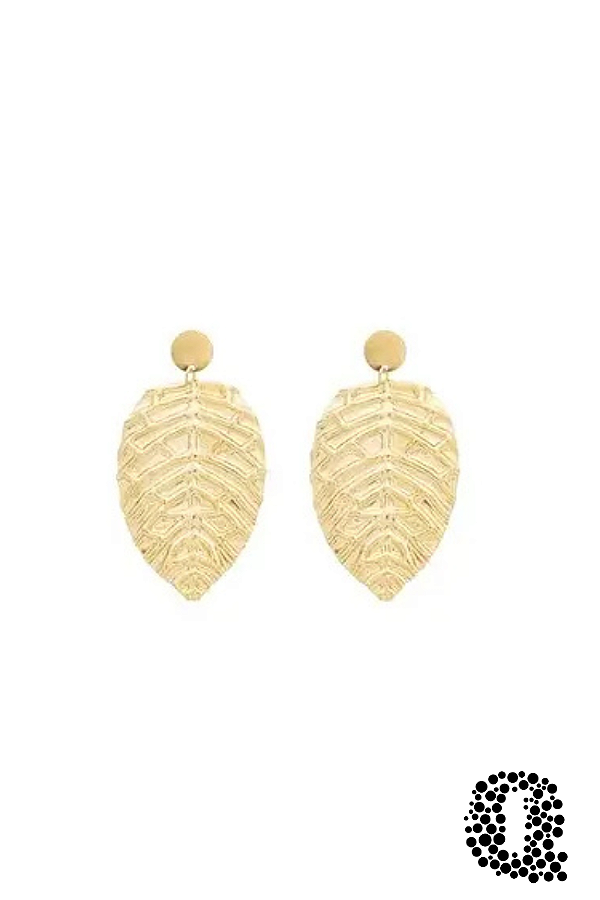 Brinco Folha Grande Banho Ouro 18k