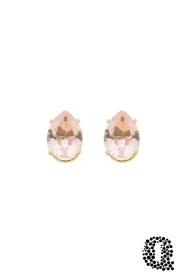 Brinco Gota Rosa Banho Ouro 18k