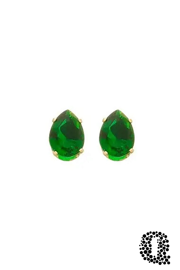 Brinco Gota Verde Esmeralda Banho Ouro 18k
