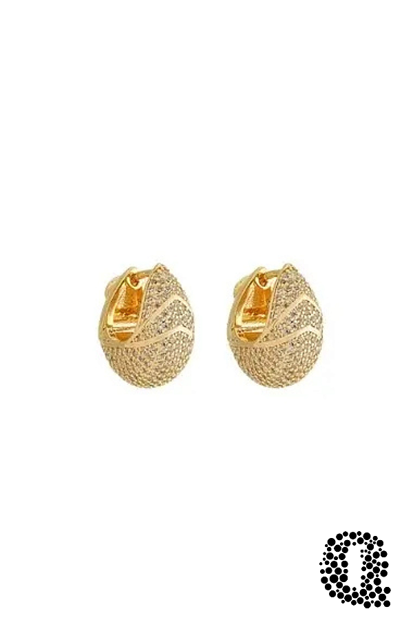 Brinco Argola Glamur Cravejado Com Zircônias Banho Ouro 18k
