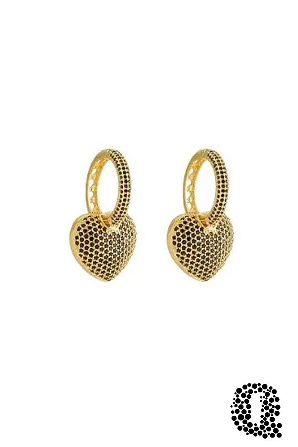 Brinco Argola Coração Eclipse 2 em 1 Banho Ouro 18k
