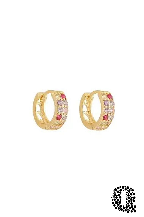 Brinco Argola Corações com Zircônias Multicor Banho Ouro 18k