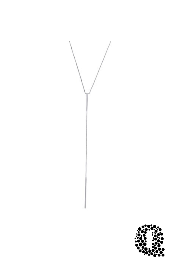 Colar Liso Gravata Banho Ródio Branco