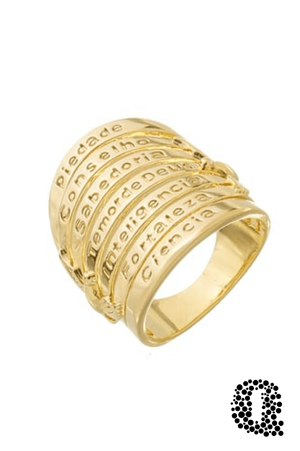 Anel 7 Dons do Espírito Santo Banho Ouro 18k