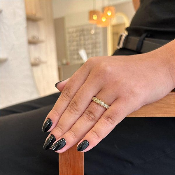 Anel Aparador 4 Fios Cravejados Folheado a Ouro 18K