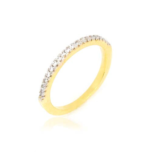 Anel Aparador Cristal Folheado a Ouro 18K