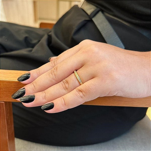 Anel Aparador Fio Fino Folheado a Ouro 18K