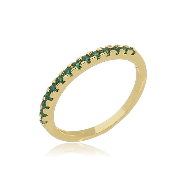 Anel Aparador Verde Folheado a Ouro 18K