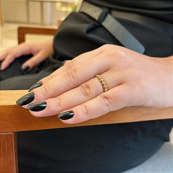 Anel Aro Bolinhas Lisas Folheado a Ouro 18K