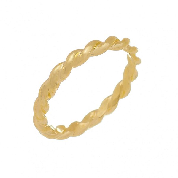 Anel Aro Trançado Folheado a Ouro 18K