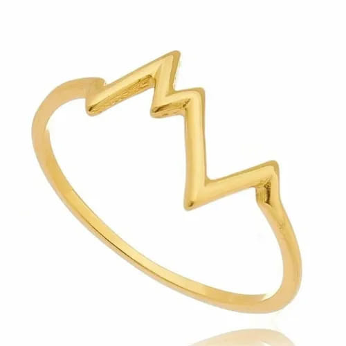 Anel Batimentos Cardíacos Folheado a Ouro 18K