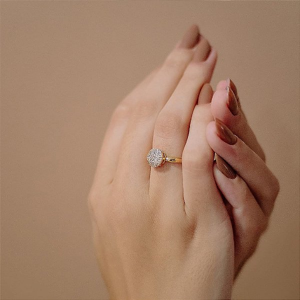 Anel Chuveiro Zircônias Folheado a Ouro 18K