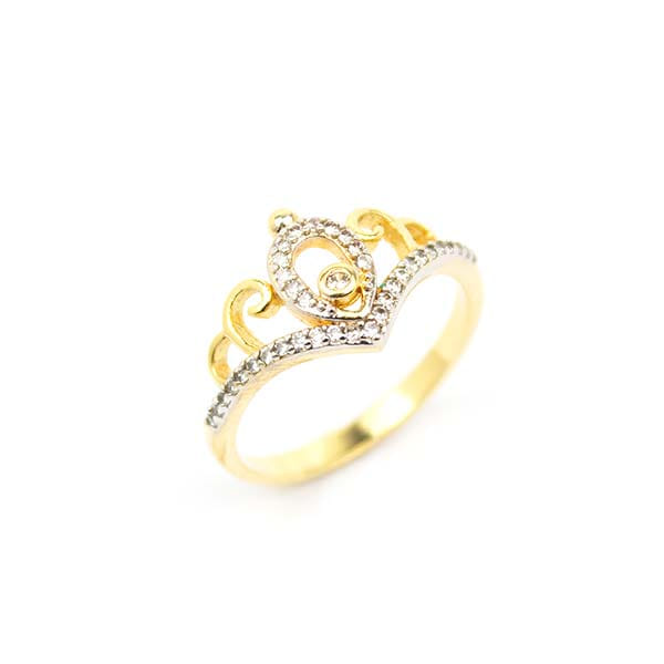 Anel Coroa Em V Cravejada Folheado a Ouro 18K