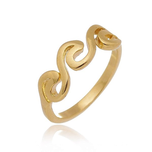 Anel De Falange 3 Ondinhas Folheado a Ouro 18K