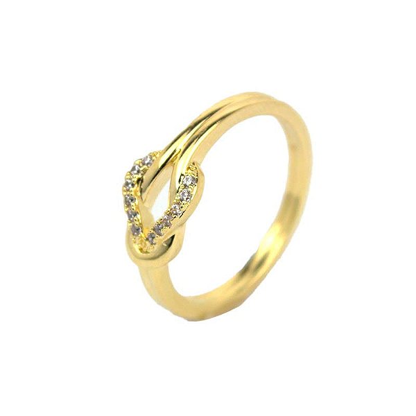 Anel Fio Duplo Nó Folheado a Ouro 18K