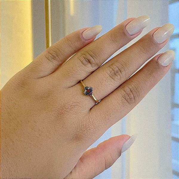 Anel Flor Rainbow Folheado a Ouro 18K