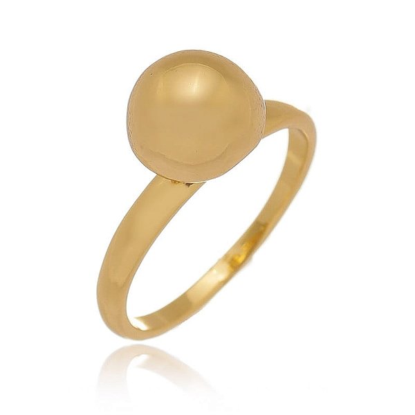 Anel Meia Bola Lisa Folheado a Ouro 18K