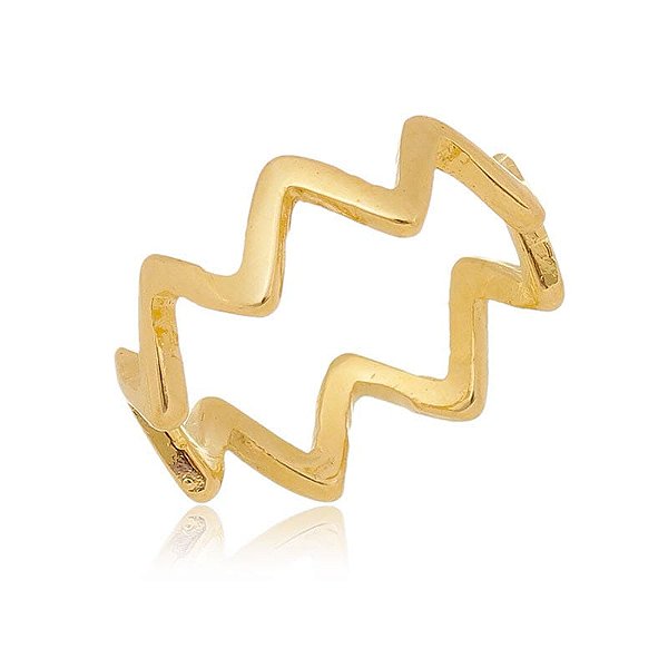 Anel Zigzag Fio Liso Folheado a Ouro 18K