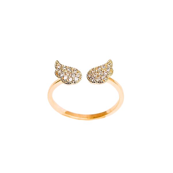 Anel Regulável Asa Folheado a Ouro 18K