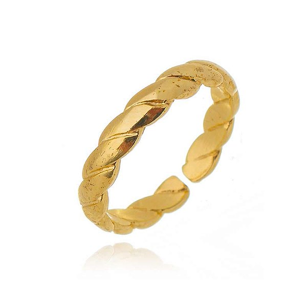 Anel Corda Achatada Folheado a Ouro 18K