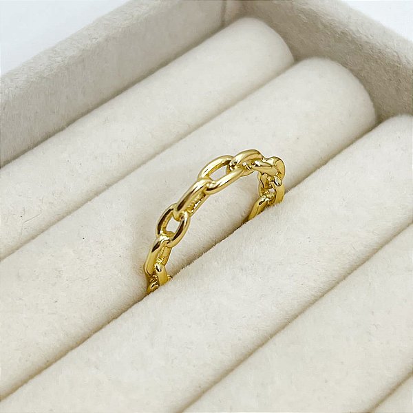 Anel Corrente Regulável Folheado a Ouro 18K