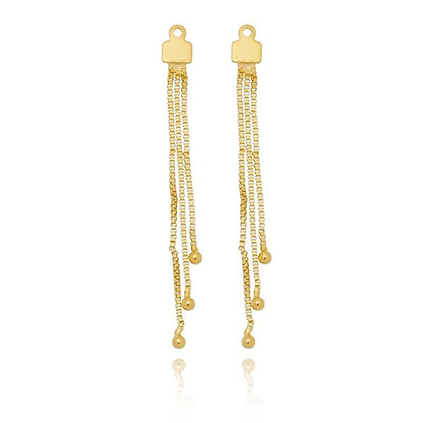 Aplique 3 Fios Médio Com Bola Folheado a Ouro 18K