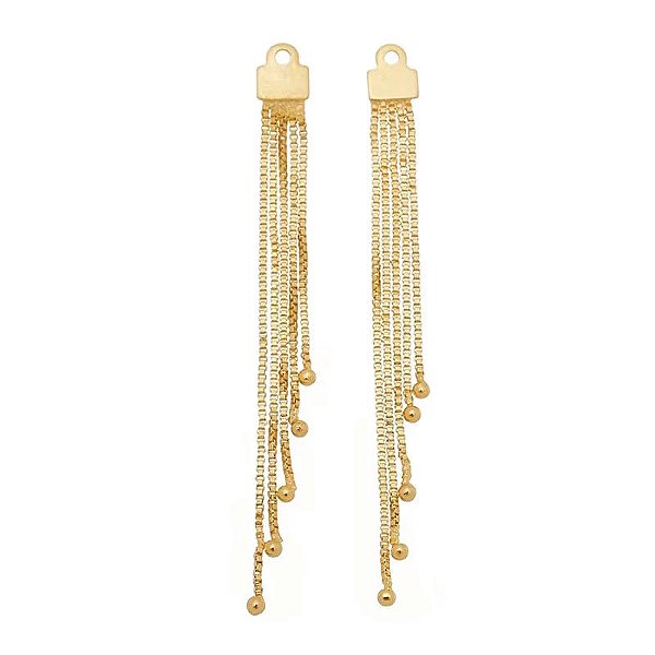 Aplique Médio 5 Fios C/B Folheado a Ouro 18K